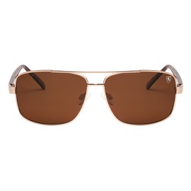 Khan Breakout - Polarized Lightweight Rectangular Aviators Sunglasses (Demi)
