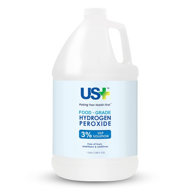 US+ Food Grade 3% Hydrogen Peroxide - Versatile All-Natural Cleaner - Made in USA - 1 Gallon (128 Fl Oz)