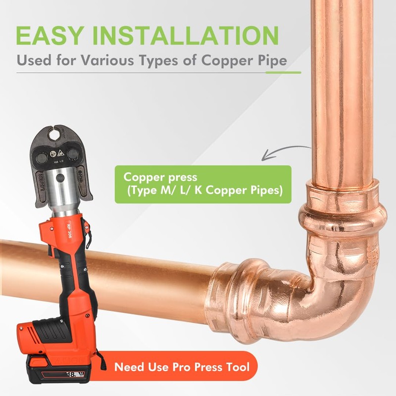 15-Pro Pack Orianse Copper Propress Fittings Plumbing Heavy Duty 1/2"
