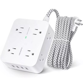 Hanycony Surge Protector Power Strip, HANYCONY 8 Wide Outlets with 4 USB Charging Ports,