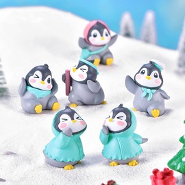 Figura de juguete de personajes de pingüino, 16 piezas, mini cifras de pingüino, colección de cifras de pingüino, decoración de tartas, micro paisaje, suministros para fiesta de cumpleaños