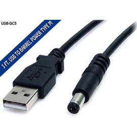 StarTech 3 ft. USB A to Type M Barrel 5V DC Power Cable Adapter