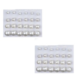 Pearl Earrings Studs for Women, White Pearl CZ Earrings Bridal Simulated Pearl Rhinestone Pearl Stud Earrings Set for Wedding Birthday Christmas Gift 24 Pairs