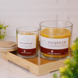 Estrella Blanca Aromatic Candle 7oz Wooden Top - Pumpkin Pie, Long-Lasting Scented Candle