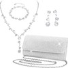 Conjuntos de joyería de Cristal, Embrague de Plata, Collar y