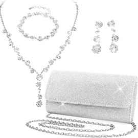 Conjuntos de joyería de Cristal, Embrague de Plata, Collar y Conjunto etc