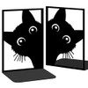 ACRNIGHEET 2 Pieces Metal Bookends for Shelves Cute Cat bookends