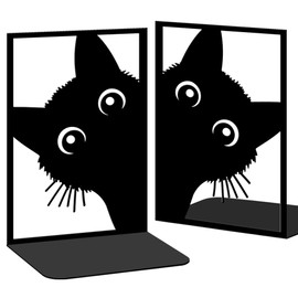 ACRNIGHEET 2 Pieces Metal Bookends for Shelves Cute Cat bookends Decorative Heavy Duty Bookends Book Ends for Heavy Books Unique Cat Lover Gifts Book Ends for Home Office 4.7"x3.5"x7"