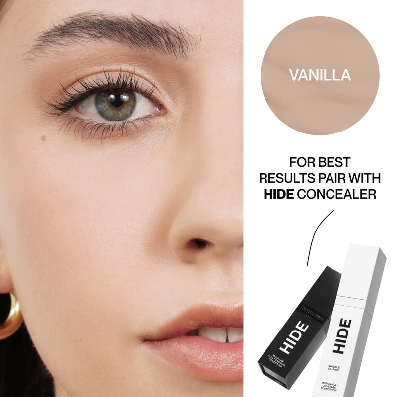 HIDE PREMIUM Liquid Foundation, Multi-Use Waterproof Foundation, Medium/Full Coverage Foundation,