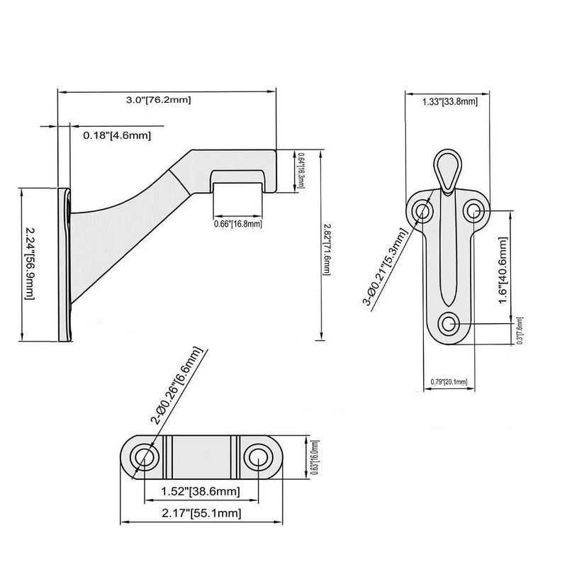 HOME MASTER HARDWARE Handrail Stair Brackets 3" Heavy Duty Support