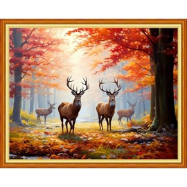 Dooxvey Adults Cross Stitch Kit - Late Autumn Elk 16x20 inch Pattern