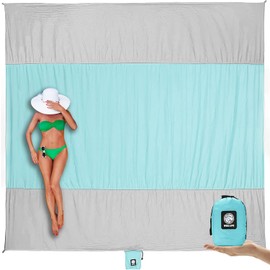 WEKAPO - Manta de playa a prueba de arena, impermeable, extragrande, de gran tamaño y compacta, sin arena, esenciales de playa de secado rápido para día festivo, crucero, picnic y campamento con