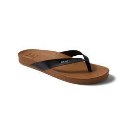 REEF Cushion Court Women's Flip Flop, Molded Cushion Footbed, Arch Support, Black/Natural, 8.5