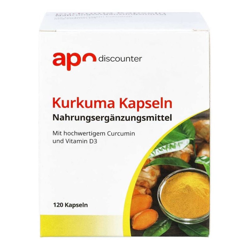 apodiscounter Turmeric Capsules with Vitamin D3 Pack of 120