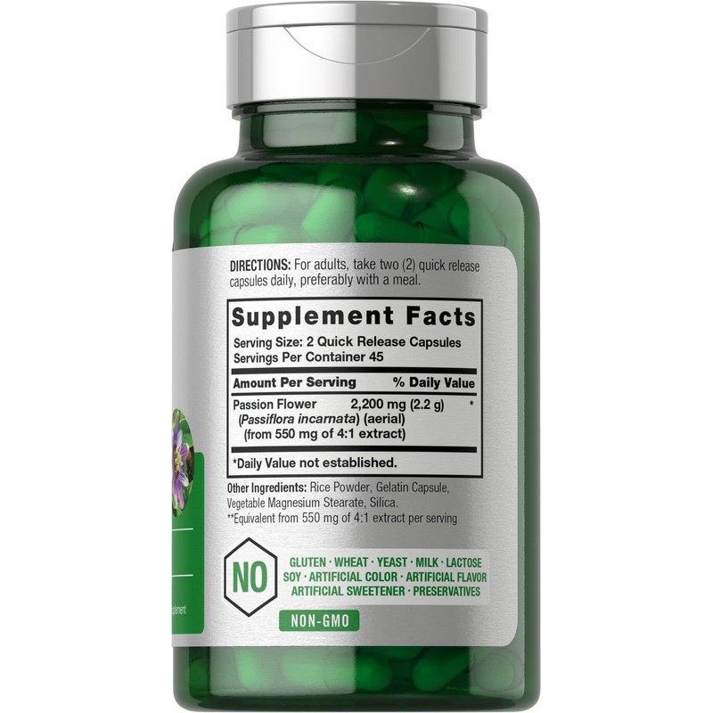 Horbäach Passion Flower Capsules | 2200mg | 90 Count |