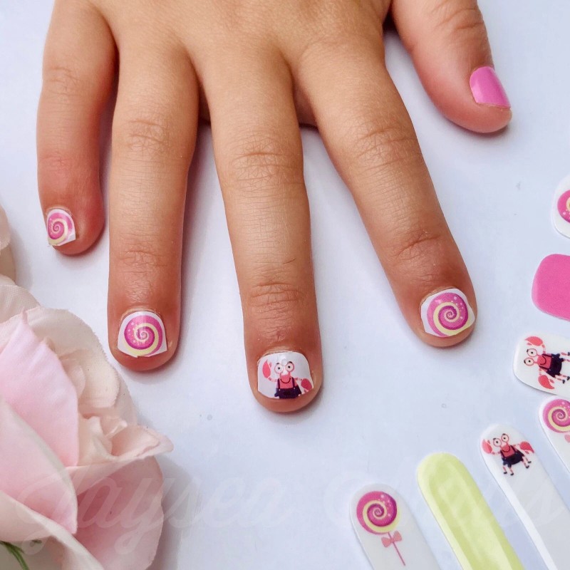 Jaysea Arts Kids Nails Strips - Color Beach Pink Green