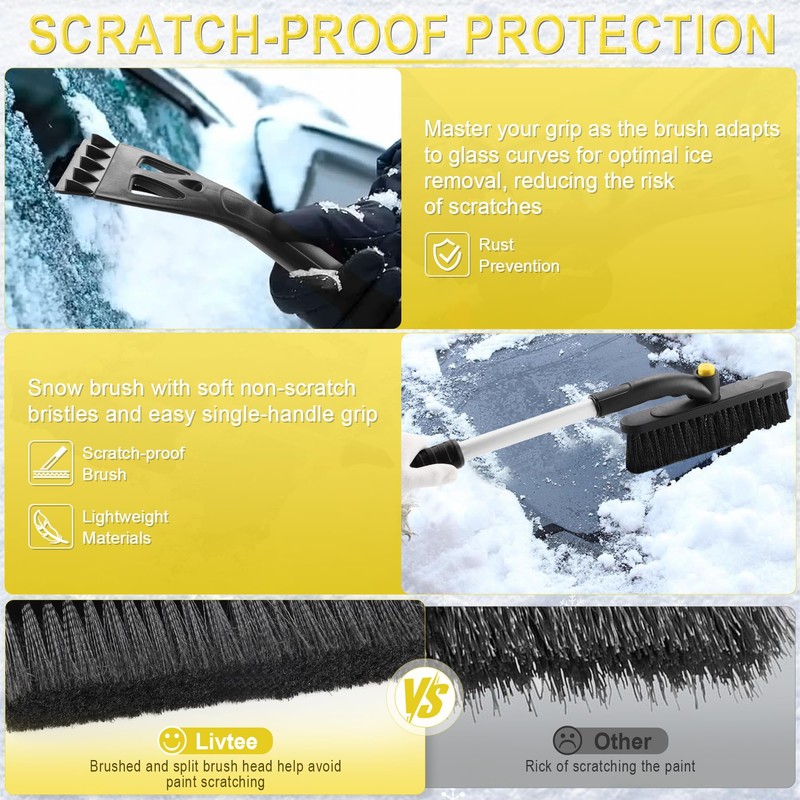 32" Extendable Ice Scraper & Snow Brush for Car Windshield,