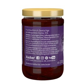 Xucker Fruit Spread Plums Sweetened with Xylitol - 74% Fruits, in 220 g Glass, Made in Berlin, Vegan, GMO Free