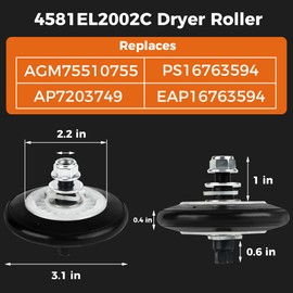 Dryer Repair Kit For Kenmore LG Dryers Includes 4581EL2002C AGM75510755 Dryer Roller Assembly 4561EL3002A Idler Pulley Assembly and 4400EL2001A (4400EL2001F) Dryer Belt By Romalon