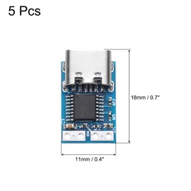 MECCANIXITY 5Pcs USB-C PD 12V DC Fixed Voltage Power Trigger Module,0.7x0.4 Inch 5A Type-C Female Input Fast Charge Trigger Decoy Board for Notebook Power Supply, Blue