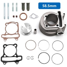 Minho Cylinder Top End Rebuild Kit with Piston Ring Gasket for Chinese GY6 150cc 200CC 152QMI 157QMJ Engine,High Performance GY6 58.5MM