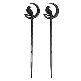 LANGHONG 2PCS Retro Viking Hairpin For Women Moon Raven Hair Sticks Hair Styling Pins (RAL1)