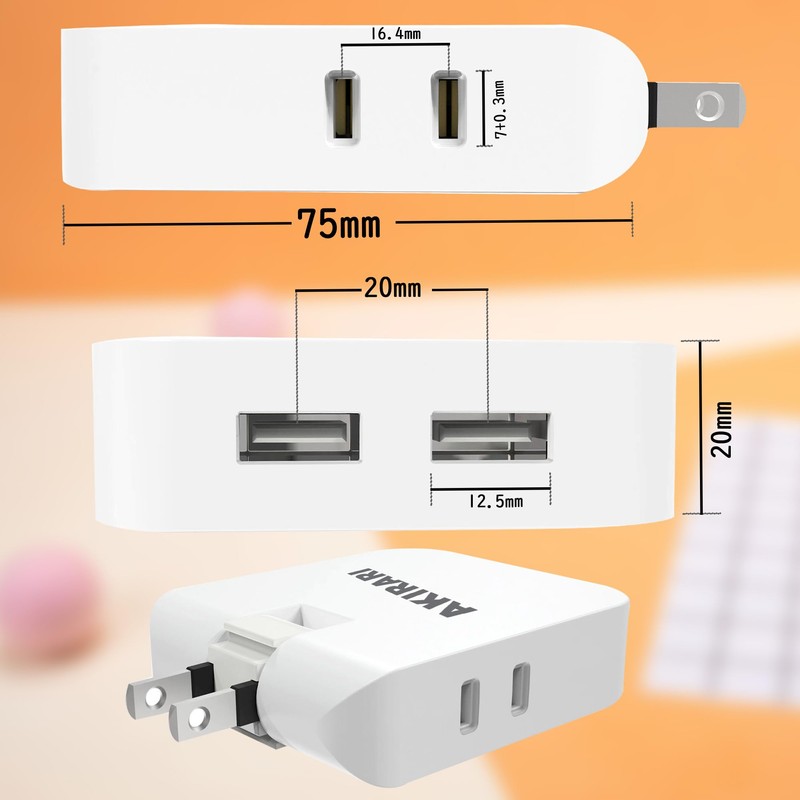 USB Outlet Tap, AC 2 Outlets, Power Tap, USB 2