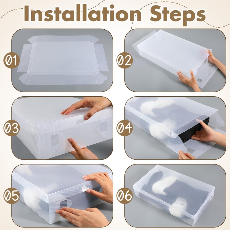 Sintuff 12 Pack Large Boot Storage Boxes with Lids for
