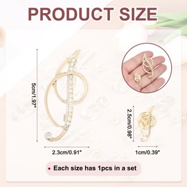 PATIKIL Rhinestone Letter Brooch Pins, 2 Sizes Initial Rhinestone Alphabet I Letter Lapel Badges Pin for Women Men Suits Dress Coat Clothes Craft, Gold Tone