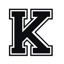 Applicable Pun Varsity Letter K - Vinyl Decal for Outdoor Use on Cars, ATV, Boats, Windows and More - Black 3 Inches Tall