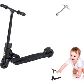 Mini Finger Scooter Foldable & Brake Fingertip Action Toy Stress Relief & Tabletop Entertainment Educational Toys for Boys Girls Kids Teens (T-shaped Black(with Tools))