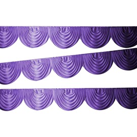 Trimming Shop 3 Metres Detachable Swag for Backdrop Curtain, Purple Ice Silk Pleated Swag for Photography Backdrop, Table Skirt Wedding Decor, Birthday Bridal Shower Christmas Party Decoration