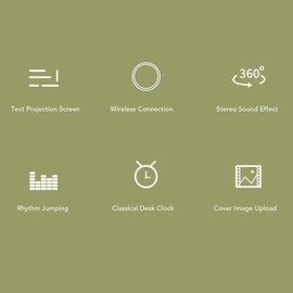 Bewinner Portable Bluetooth Speaker, Compact Wireless Speaker with Dynamic Scene Lyrics, Desktop Clock Calendar Projection Screen Speaker for Daily and Party Retro Green