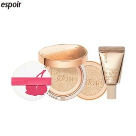 ESPOIR Pro Tailor Be Glow Cushion + Cherry Puff + Mini Foundation Set 4items, Shade:Beige
