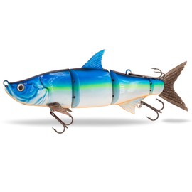 FISHN® TRAWL27 - XL Swimbait, Magnetic Top Hook System, Diving Depth: 2-5 Metres, 27 cm, 218 g, Slow Sinking, 3 Taking Points, Large Towing Bait for Pike Fishing (TRAWL27 Blue Star)