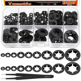 Tanstic 350Pcs Internal Tooth Star Lock Washers Push On Locking Washers Push Nuts Quick Speed Locking Washers with Tweezers for Machinery Equipment(M2, M2.5, M3, M4, M5, M6, M8, M10, M12)