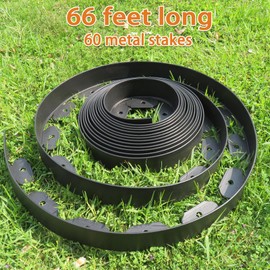 Landscape Edging,Garden Edging Border,Lawn Edging and Landscape Border No Dig Flower Bed Border Plastic Garden Edging Border Rubber Landscape Edging (Black-66feet)