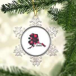 Alsk Stte Snowflake Ornaments, Alsk Stte State Sweet Home,Merry Christmas Metal Ornaments for Christmas Tree New Year Holiday Decor