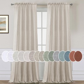 H.VERSAILTEX Angora Flax Linen Curtains 84 Inch Length for Bedroom 2 Panels Rod Pocket Light Filtering Canvas Cloth Look Semi Sheer Curtains for Living Room Dining Burlap Sand Beach Decor 52x84