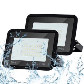 Sonnewelt LED Spotlight Outdoor Floodlight 2 x 30 W Outdoor Spotlight 2550 lm Floodlight 3000 K Warm White IP66 Waterproof Outdoor Spotlight for Sports Field Lawns Backyard Driveway Garage Hallway