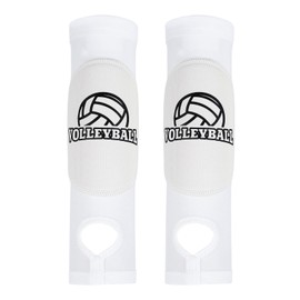 PATIKIL Volleyball Arm Sleeves, 1 Pair Passing Forearm Sleeve with Protection Pads Thumbhole Volleyball Arm Pads for Youth Teenagers Men Women, White