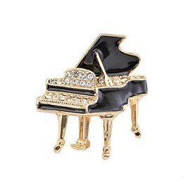 chelseachicNYC Tiny Jewel Crystal Shimmering Grand Piano Brooch Pin Gold
