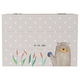 Mr. & Mrs. Panda 22 x 15 cm Otter Wooden Box with Stone - Memory Box, Otter Sea Otter, Plants, Sea Otter, Memory Box, Box, Fish Otter, Treasure Chest