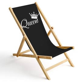 Ferocity Replacement Fabric Cover 131 x 44 cm Interchangeable Deck Chair Fabric Cover 100% Polyester for Wooden Deck Chair Folding Deck Chair Motif Black Queen [119]