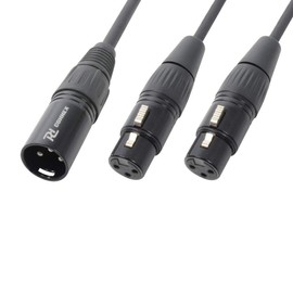 Power Dynamics 3 Pin XLR Male to Dual XLR Female Y Splitter Audio Cable Adaptor Signal Lead