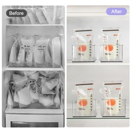 Hudgan 4 PCS Breastmilk Storage Container Set, Space-efficient for Breast Milk Storage in Fridge Freezer, Fits the Lansinoh and Medela bags