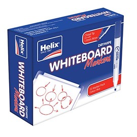 Helix Whiteboard Dry Wipe Marker Pens Chisel Tip x12 (Blue)