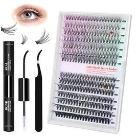 Eyelash Extensions Set, 30D 40D Lash Extension Set, 9-16 mm Mix Length, 0.07 mm Artificial Eyelashes with Lash Bond and Seal Lash Tweezers, Individual Lashes Kit (Black, 280)