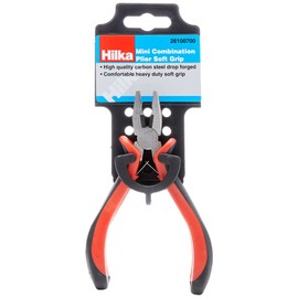 Hilka 26100700 Mini Combination Pliers with Soft Grip, Red