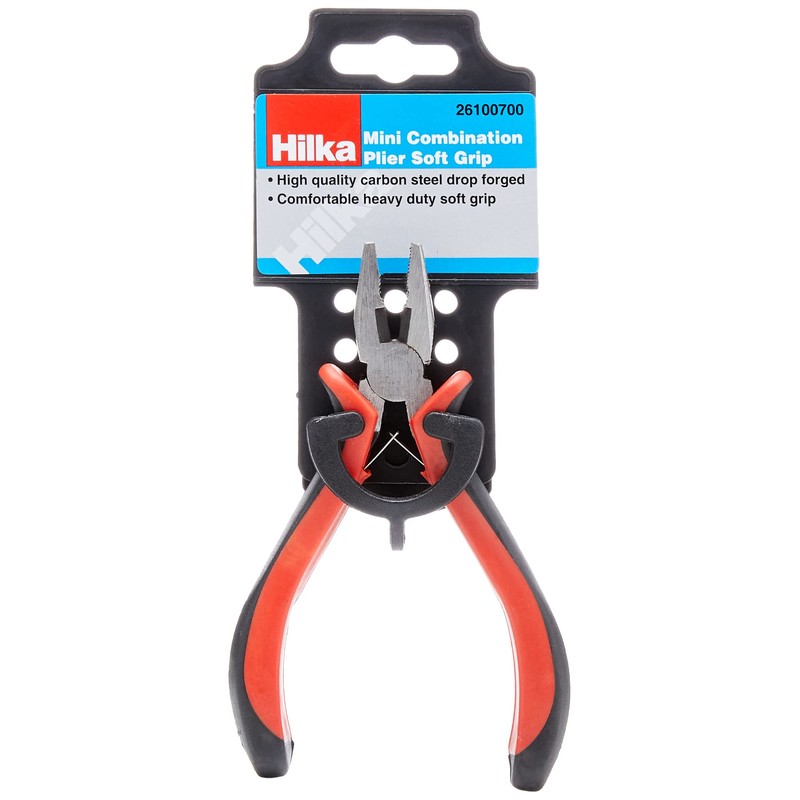 Hilka 26100700 Mini Combination Pliers with Soft Grip, Red